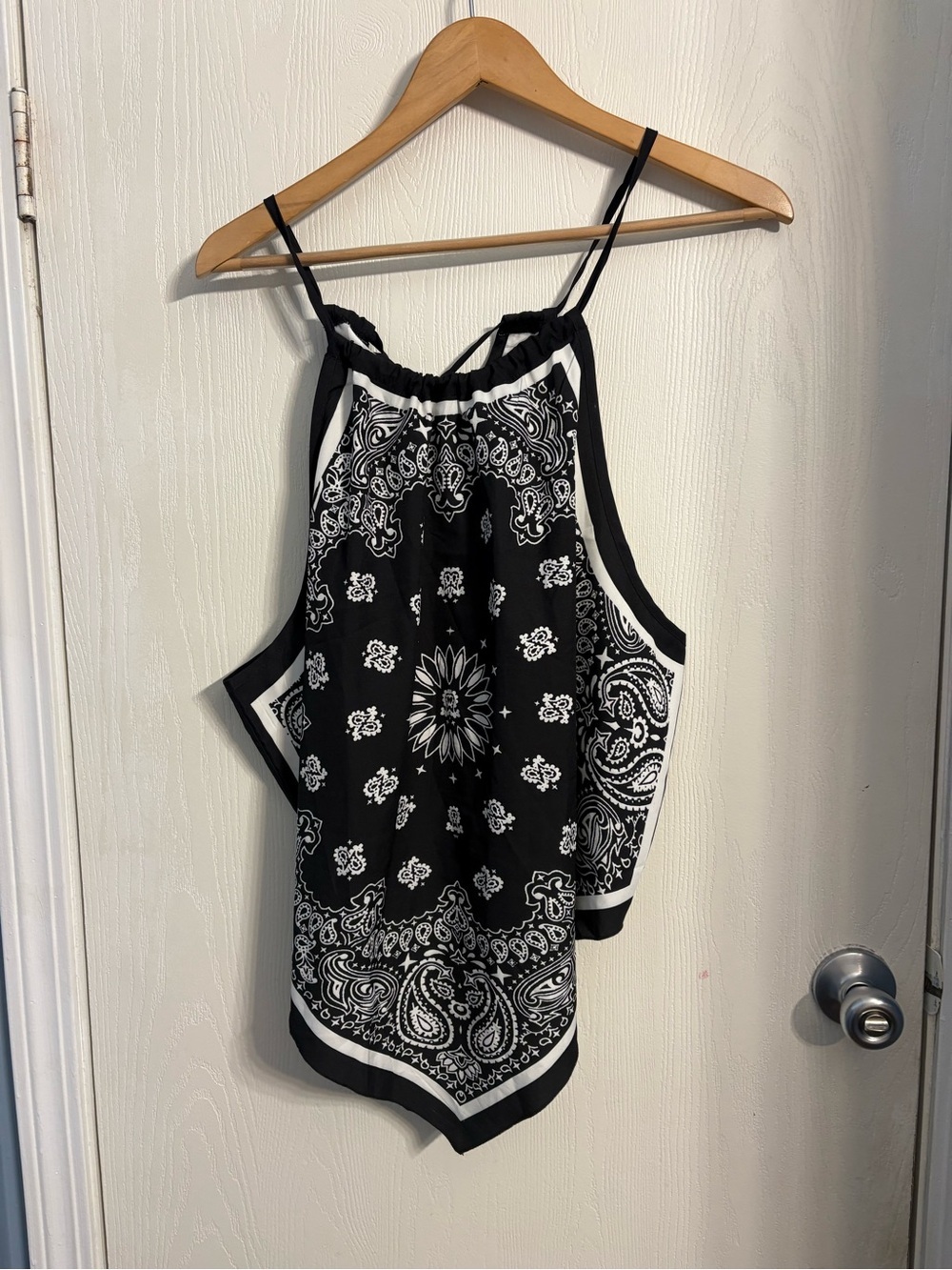 Black Bandana Print Halter Camisole
